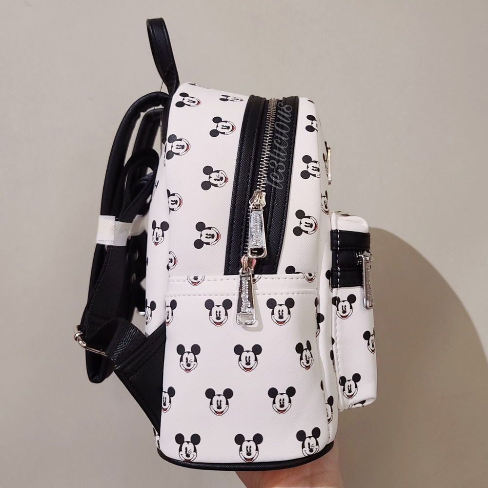 DISNEY LOUNGEFLY ALL OVER MICKEY'S FACE BACKPACK - Picture 4 of 8